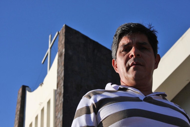 Javier Miranda in front of Ciudad del Este's main cathedral.