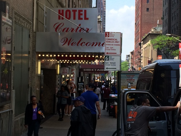 Times Square's Hotel Carter, with a reputation as the dirtiest hotel in America, is on the auction block and may soon be bought.