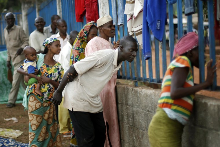 Image: Muslim refugees take refuge at the Catholic church in Carnot, Central African Republic