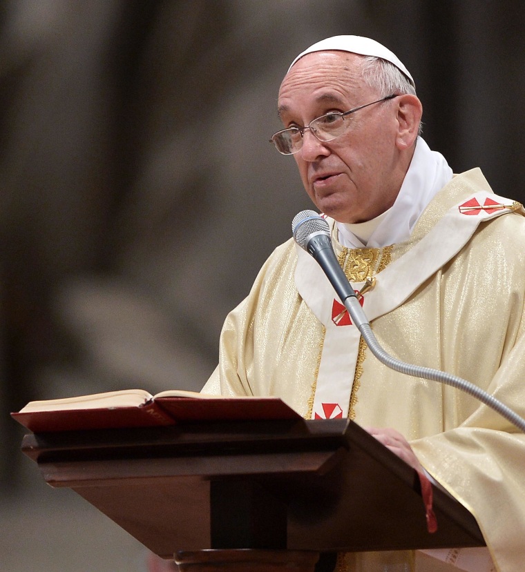 Image: Pope Francis delivers a speech