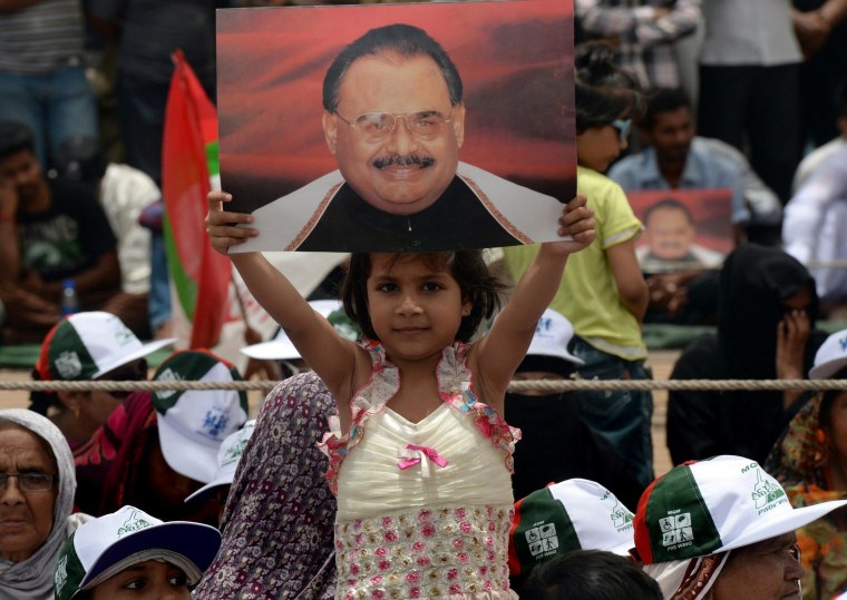 Image: A young girl from Pakistan's Muttahida Qaumi Movement (MQM) party