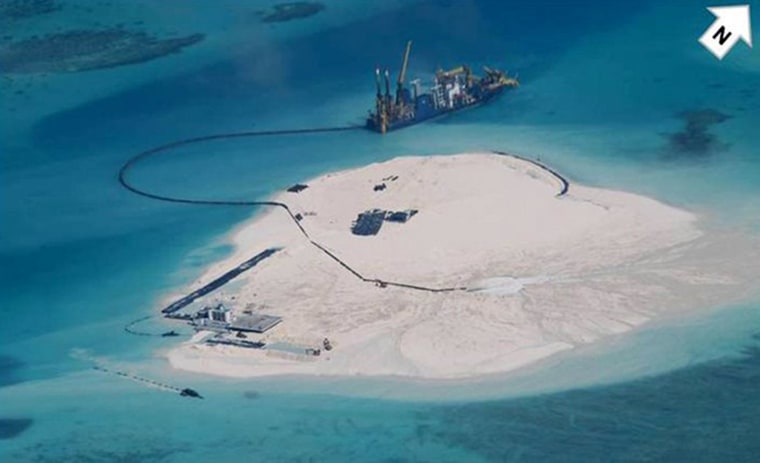 Image: A view of Johnson South Reef, known to China as Chigua Reef and which the Philippines calls Mabini Reef, in the South China Sea