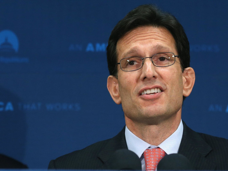 Image: House Majority Leader Eric Cantor (R-VA) speaks during a news conference on June 10.