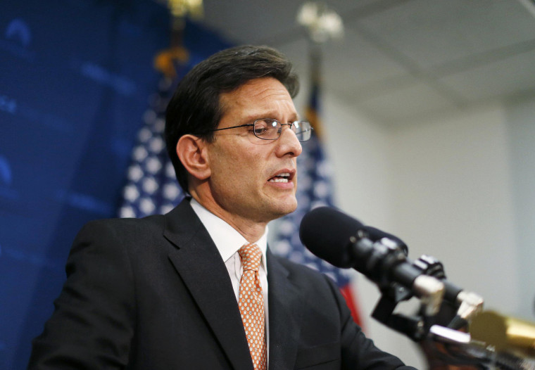 Image: U.S. House Majority Leader Cantor discusses Primary election defeat during news conference on Capitol Hill in Washington