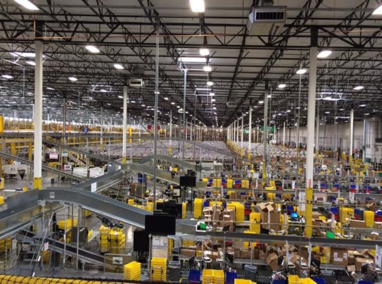A file photo of an Amazon warehouse.