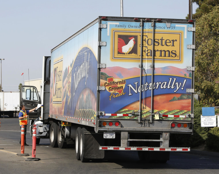 Image: A truck enters the Foster Farms processing plant