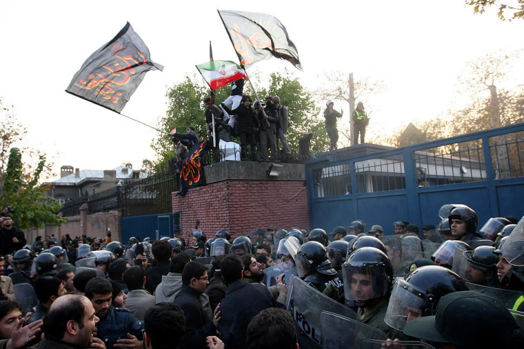 Image: Iranian demonstrators at British Embassy on Nov. 29, 2011