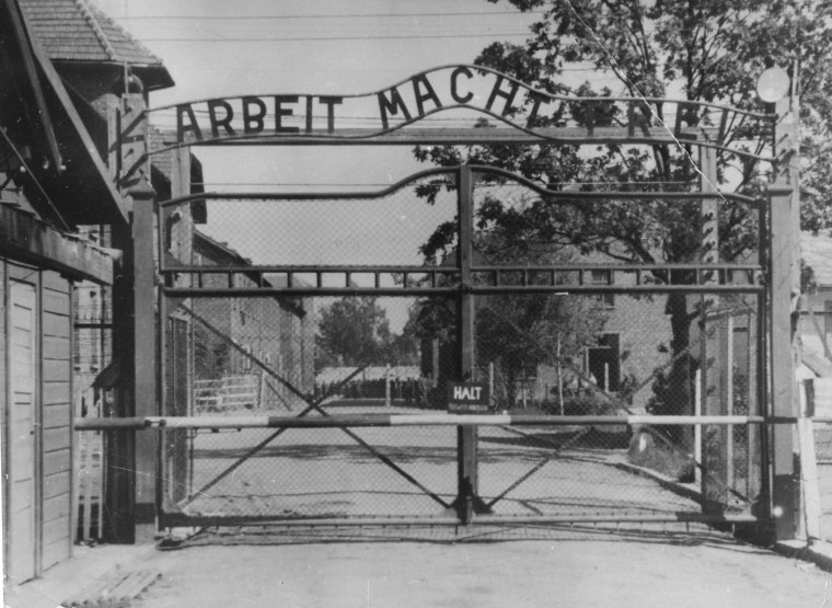 Image: The main gate of the Nazi concentration camp Auschwitz I in Poland