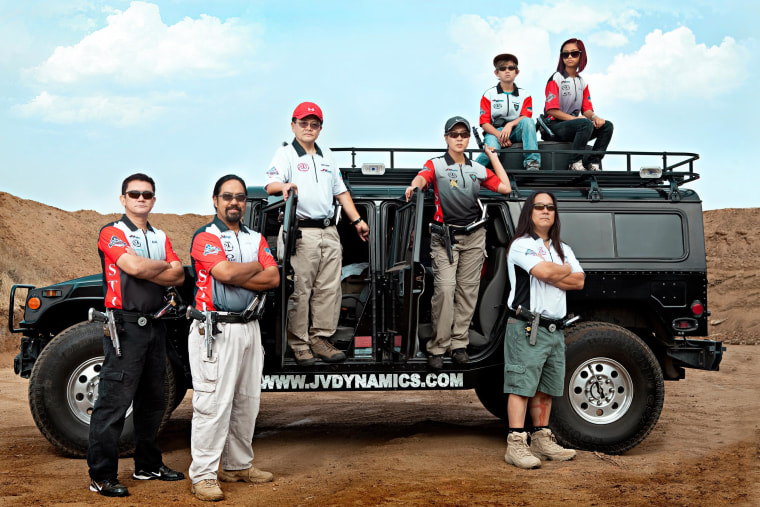 Image: The mostly Filipino-American members of the Norco Running Gun Club in Corona, California, take part in tactical shooting competitions and are trained marksmen.