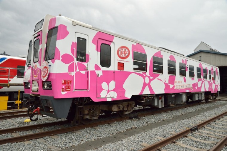 As part of the collaboration between Nestlé and the local railway network, trains and stations have been painted with cherry blossom designs, as a symbol of hope following the devastation of the 2011 earthquake and tsunami that struck the region.