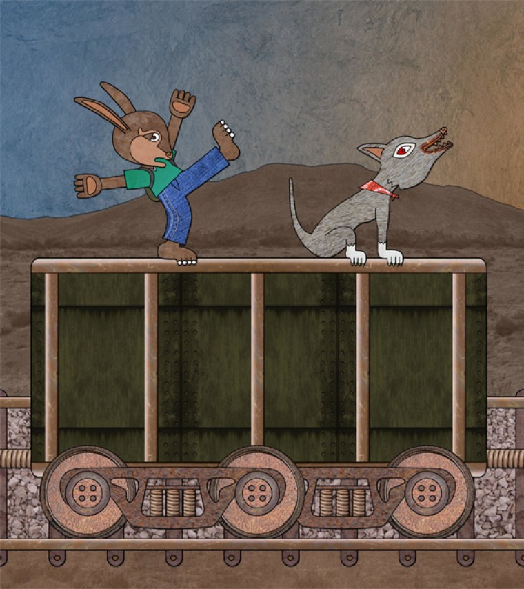 An illustration by children' book author and illustrator Duncan Tonatiuh in his book, "Pancho Rabbit and the Coyote: A Migrant's Tale"