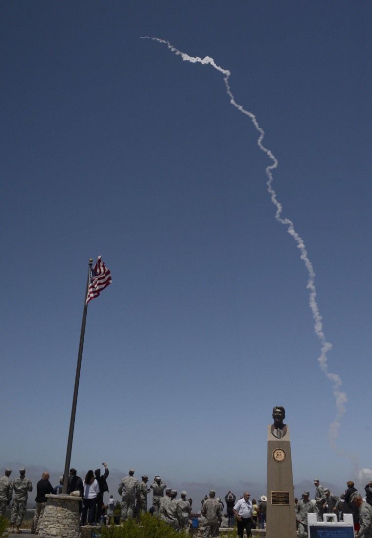 Image: Missile technicians watch launch