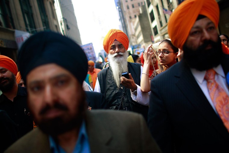 Image: Sikhs prepare to march in the annual NYC Sikh Day Parade April 25, 2009 in New York City.