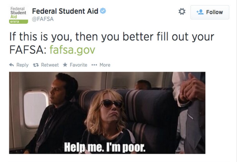 A screenshot of the FAFSA tweet that has since been deleted.