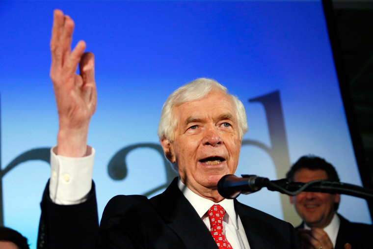 Image: U.S. Sen. Thad Cochran, R-Miss., addresses supporters and volunteers at his runoff election victory party Tuesday,