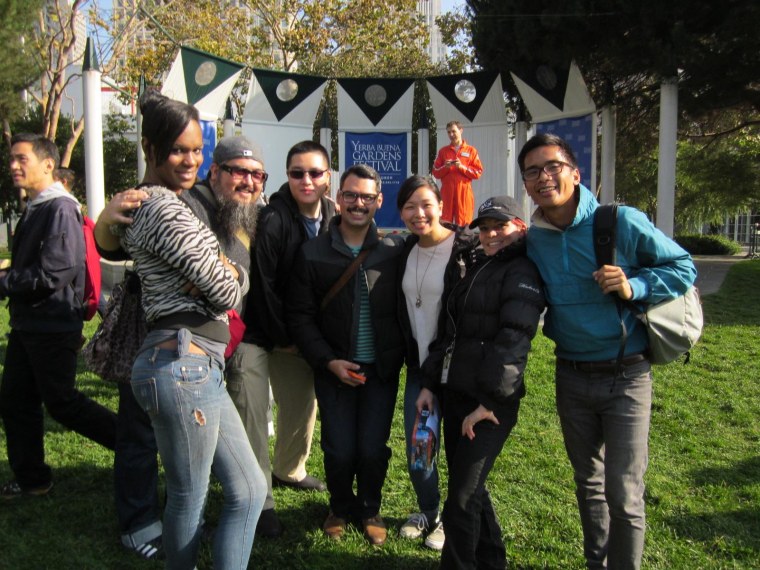 John Guigayoma (far right) and co-workers in 2012. Photo taken in Yerba Buena Gardens, downtown SF.