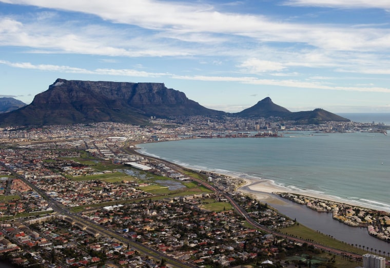 Image: Table Mountain and central Cape Town, in South Africa.