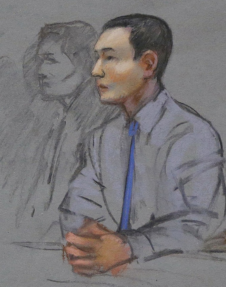 Image: This courtroom sketch shows defendant Azamat Tazhayakov