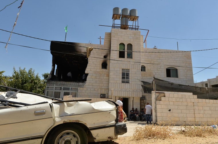 Image: Exterior of the house of Amer Abu Eisheh,one of the suspects in killing the teenage settlers, after it was blown up by Israeli soldiers, in Hebron.
