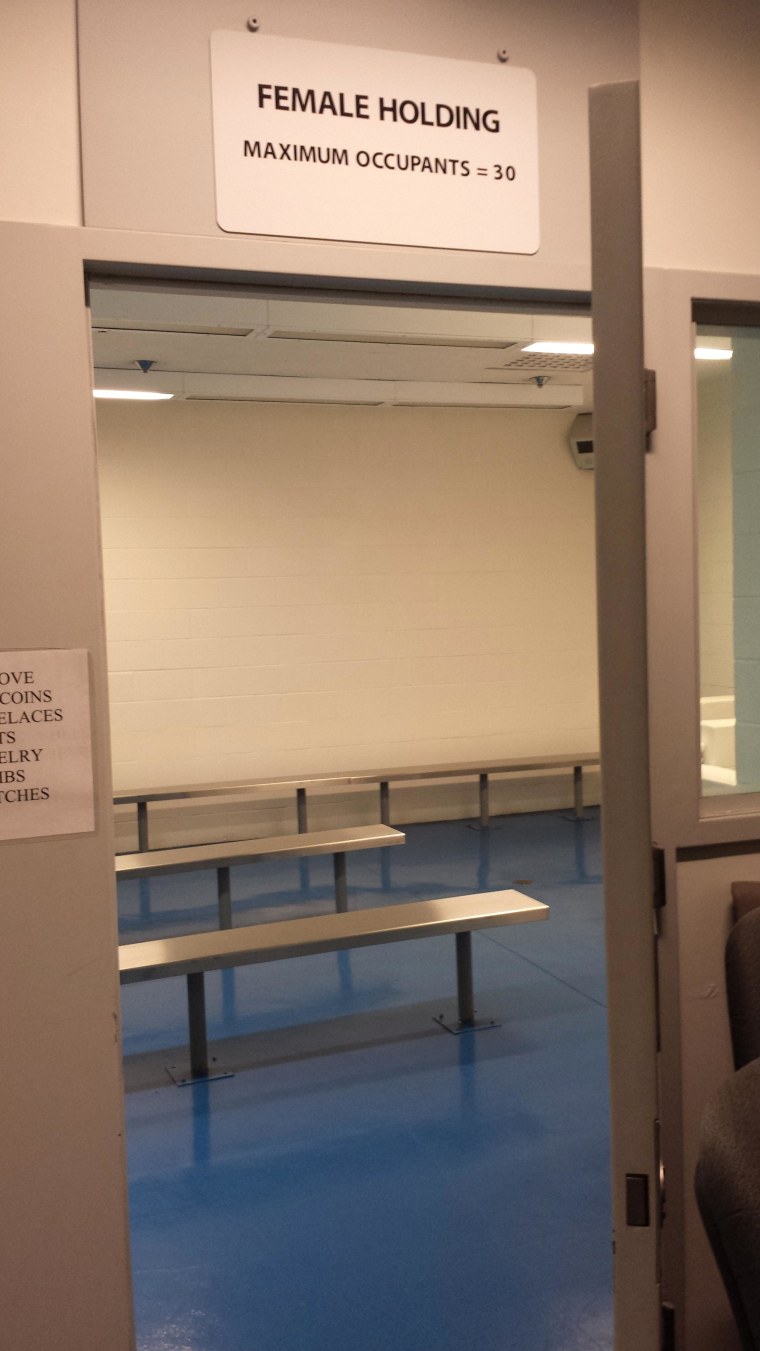 Image: A female holding cell at the detention center in Murrieta, Calif.