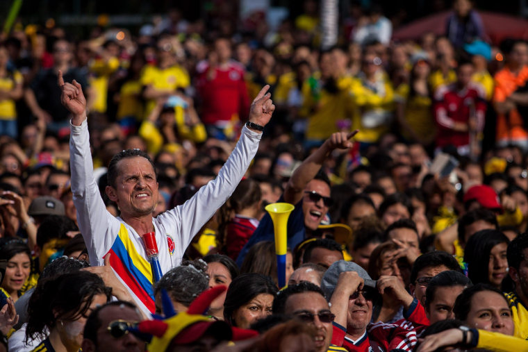 Image: COLOMBIAN SUPPORTERS CELEBRATE