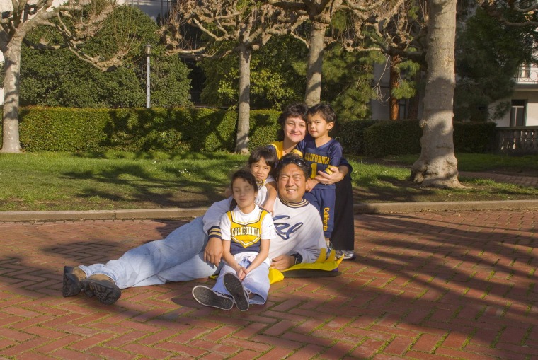 Image: A family photo on the Berkeley campus.