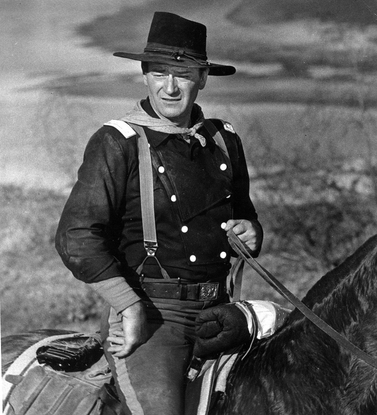 Image: John Wayne is seen during the filming of  "The Horse Soldiers."