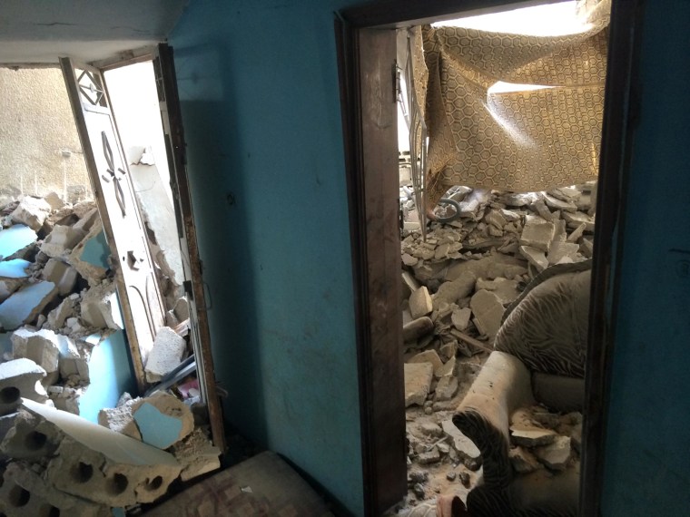 Image: The inside of Maher's house after it was destroyed by an airstrike in Gaza