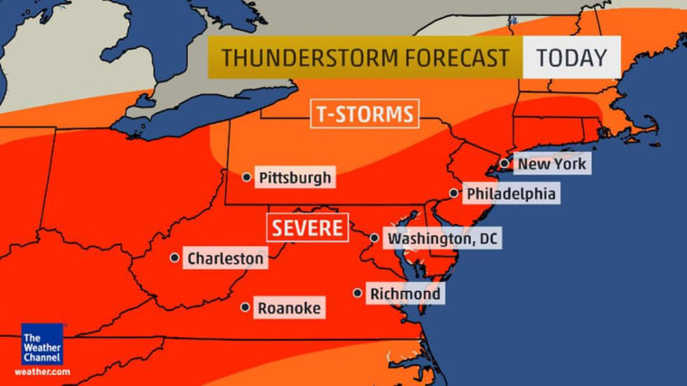 Image: Numerous severe thunderstorms are expected from New England into the Southeast