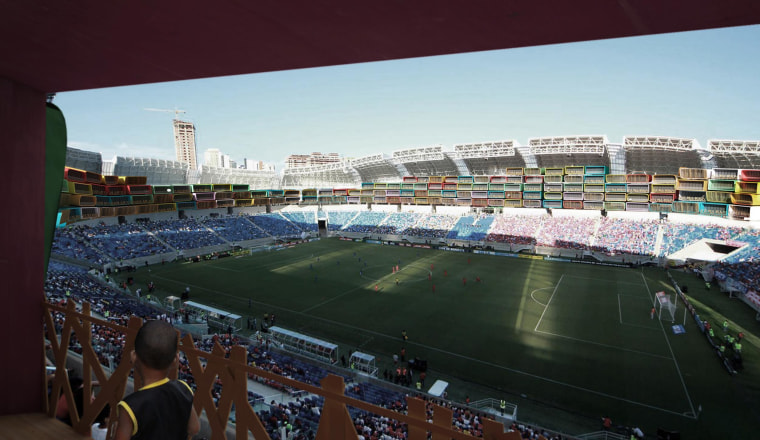 Artist's conception of plan to build housing units in Brazil's World Cup stadiums