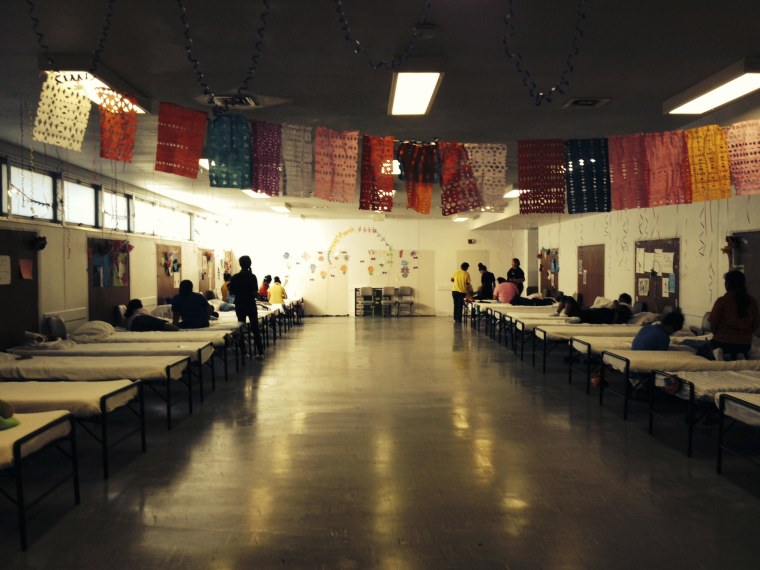 Image: A dormitory used to house children illegally crossing the border from Central and South America without adults is seen at Lackland Air Force Base, Texas
