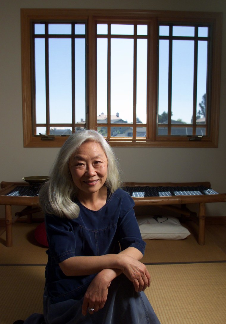 Image: Author Maxine Hong Kingston sits in her meditation room at home in Oakland, Calif., on April 10, 2001.