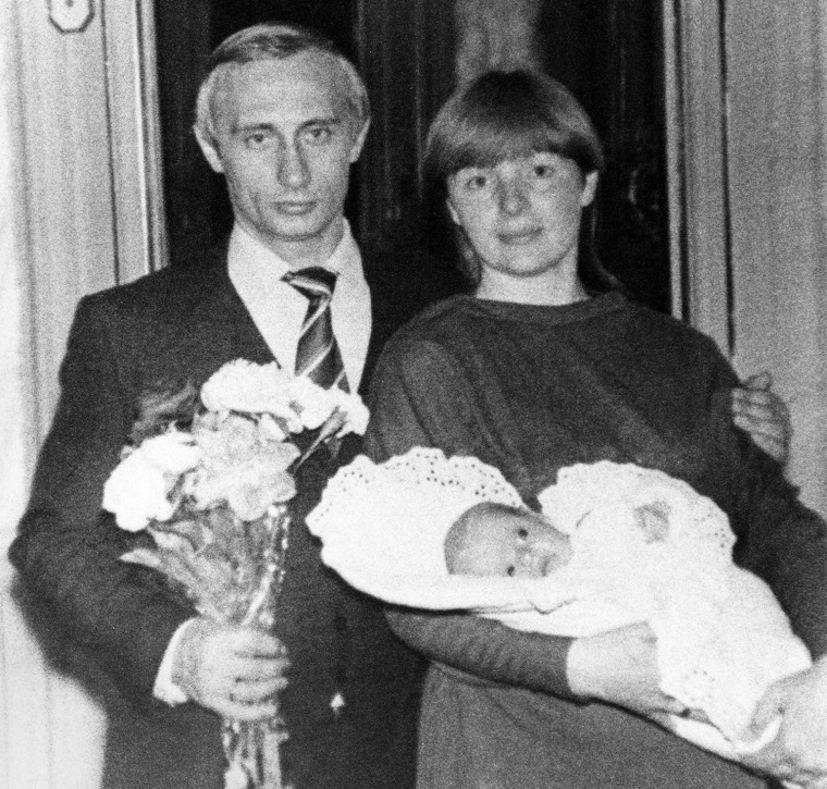 Image: Vladimir Putin with his wife lyudmila and daughter katya, spring 1985