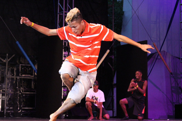 Image: Each dancer only has 45 seconds on stage to win Batalha do Passinho, the fast-paced Brazilian dance battle.