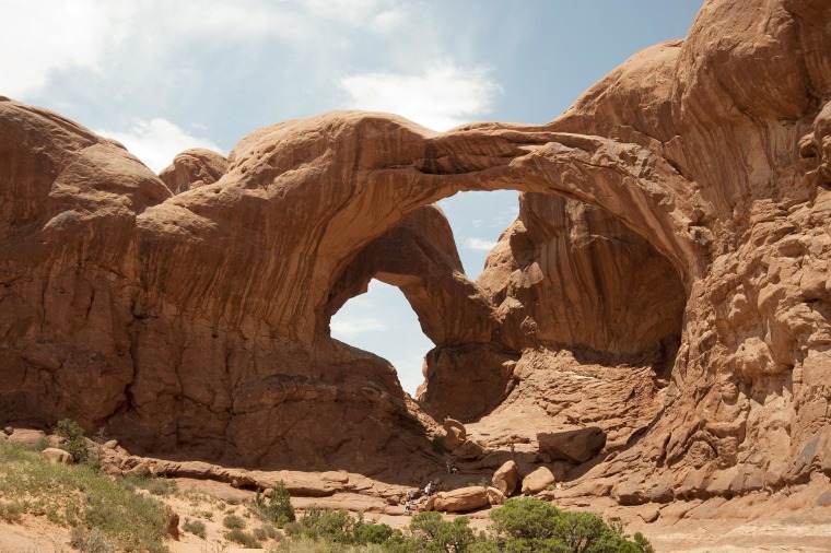 Image: Double arch at Arches National Park near Moab, Utah on July 4, 2011.