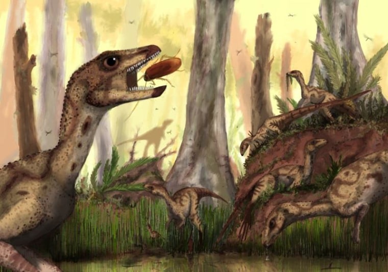 An artist's impression of the dinosaur Laquintasaura venezuelae, which lived some 200 million years ago in what is now Venezuela.