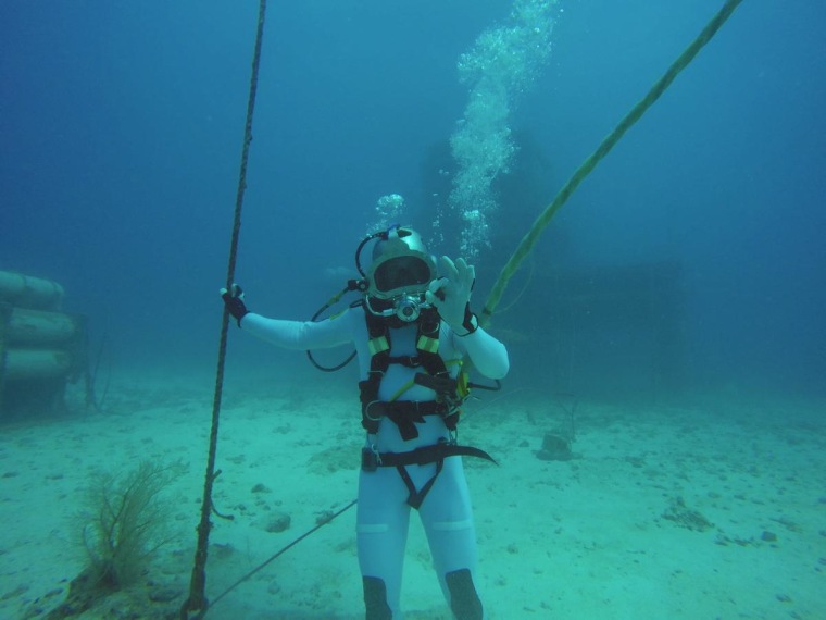 Image: European Space Agency astronaut Thomas Pesquet does a simulated spacewalk underwater off Florida coast