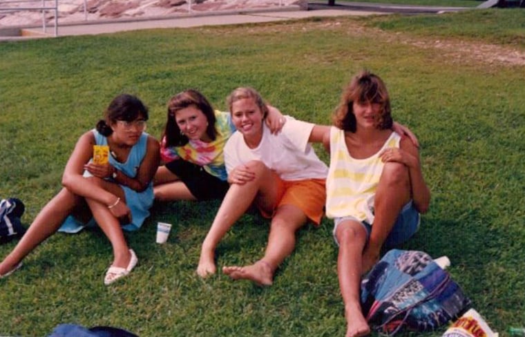 Image: Migdalia Diaz with some childhood friends, on the beach in Old Saybrook, Connecticut