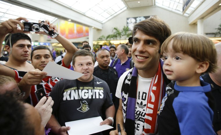 Image: Brazilian soccer star Kaka is the first designated player to sign with the Orlando City Soccer Club