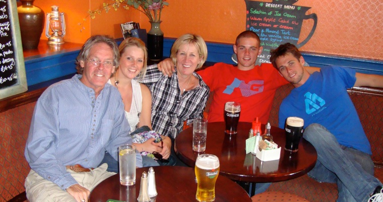 Image: O'Briens at a tavern on the Dingle Peninsula west coast of Ireland, August 2010. From left, Greg O'Brien, Colleen, Mary Catherine, Conor and Brendan.