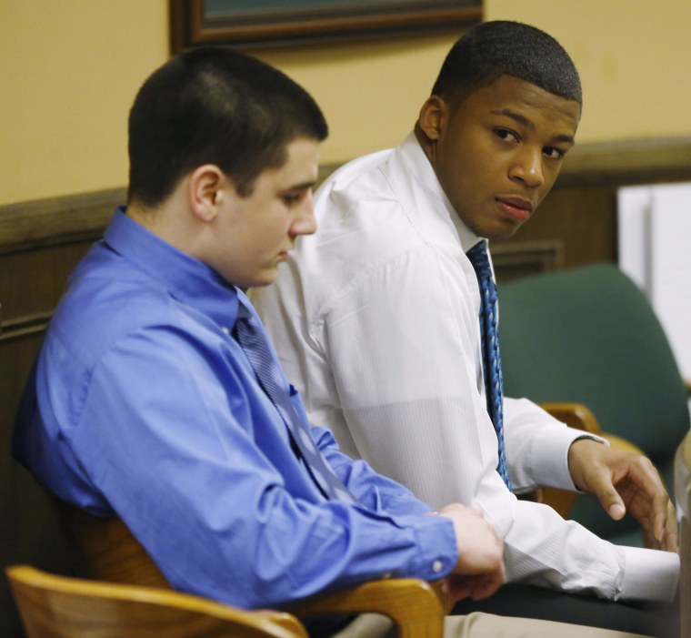 Image: Mays and Richmond sit in juvenile court in Steubenville, Ohio