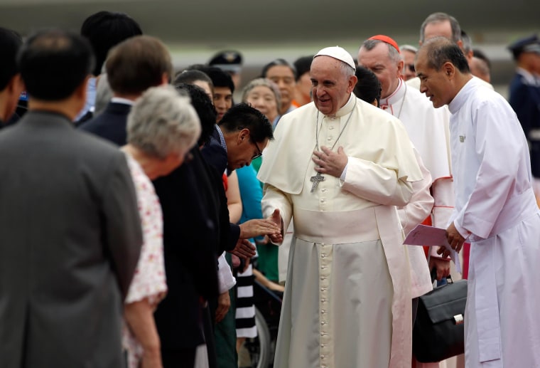 Image: Pope Francis arrives in South Korea on Thursday