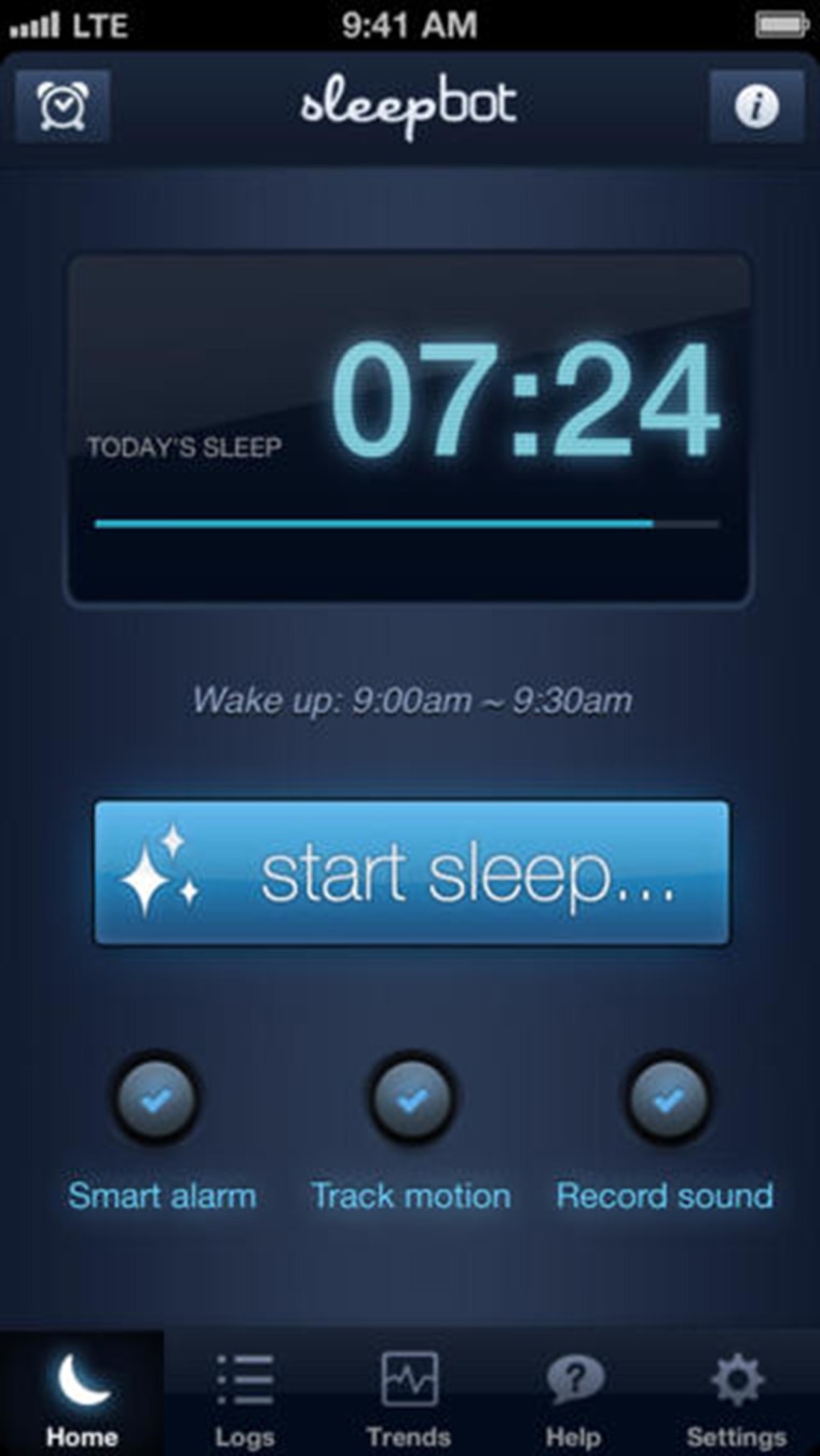 SleepBot is an app for tracking sleep schedules, motion, and sounds so users can achieve a healthier sleep pattern.