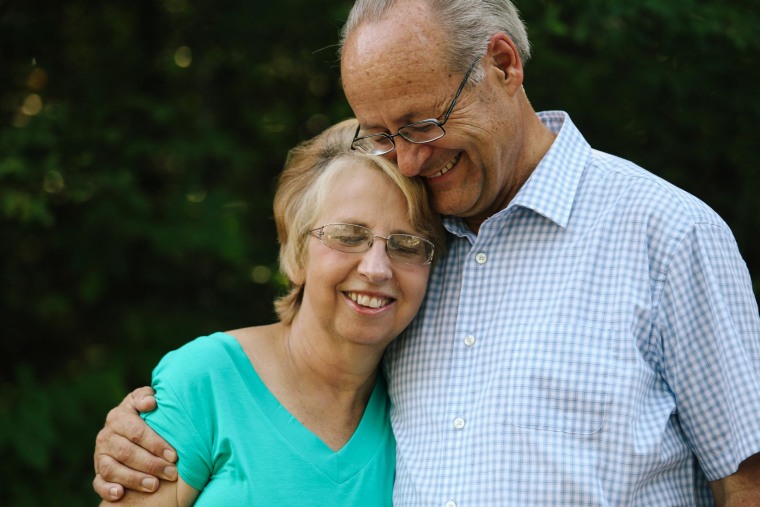 Image: SIM missionary Nancy Writebol stands with her husband David, in an undisclosed location on Aug. 20.