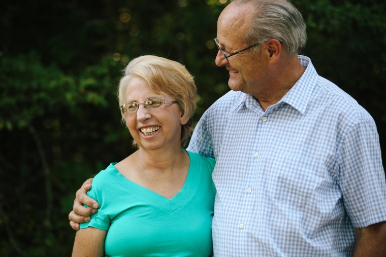 Image: SIM missionary Nancy Writebol stands with her husband David, in an undisclosed location