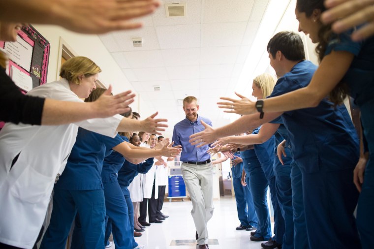 Image: Dr. Kent Brantly, the Samaritan’s Purse doctor who contracted Ebola while treating patients at ELWA Hospital in Liberia, was released from Emory University Hospital