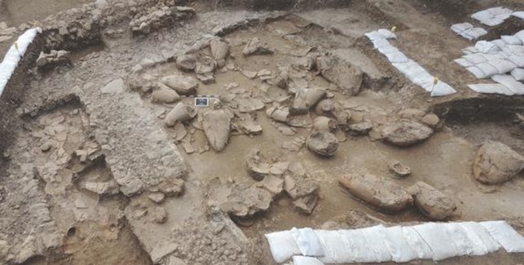 This ancient wine cellar at Tel Kabri was probably abandoned after a cataclysmic event, such as an earthquake. In the summer of 2013, archaeologists uncovered the jugs, which hadn't been seen since they toppled around 1600 B.C.