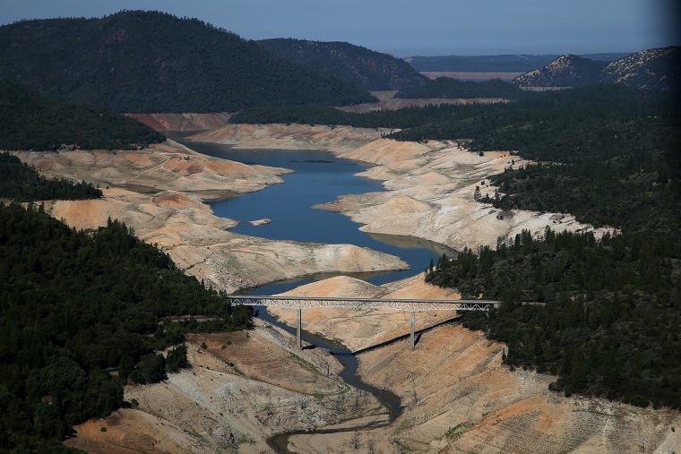 Image: A section of Lake Oroville is seen nearly dry