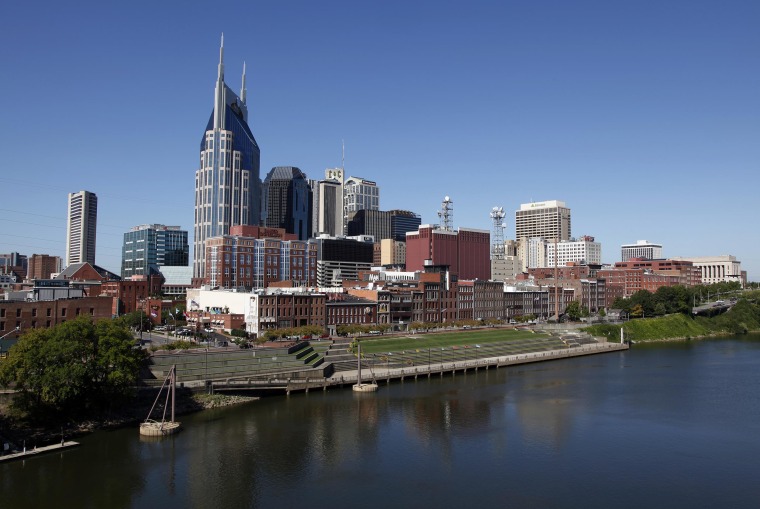 Image: The Nashville, Tenn. downtown area and the Cumberland River on Sept. 27, 2011.