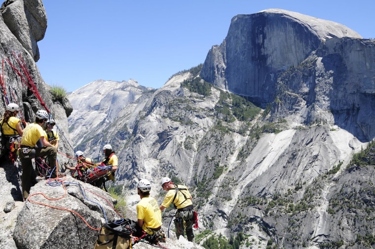 Image: A Yosemite National Park Search and Rescue team conducts a technical rope rescue training.
